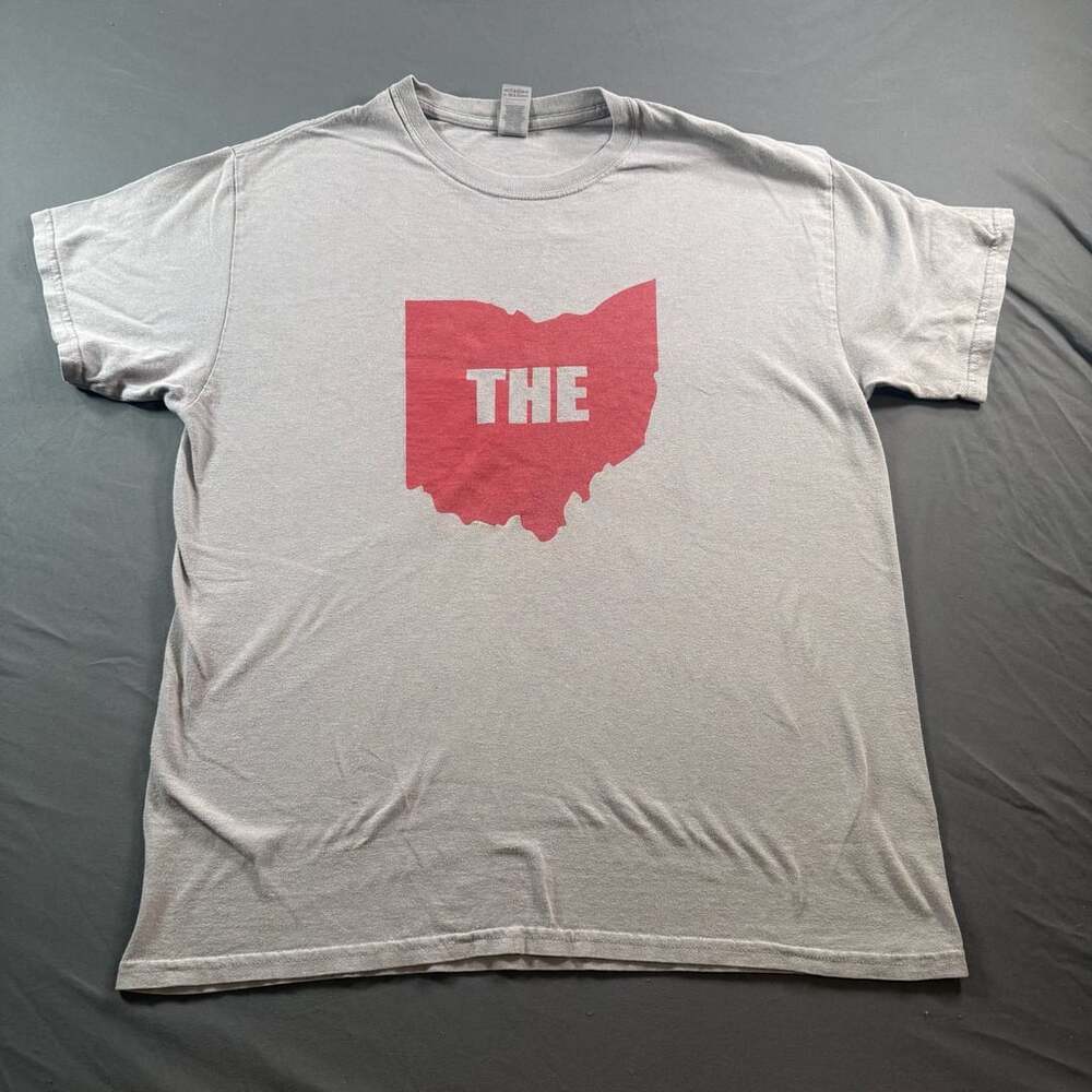 The Ohio State “THE” Graphic T Shirt Gray Gildan Heavy Cotton Large